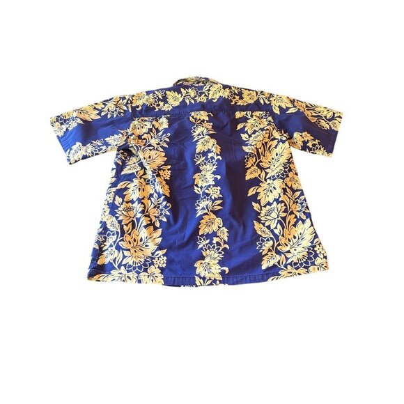 Kane Malia Hawaiian Shirt Blue Yellow Tropical Floral Size Large - Picture 5 of 5